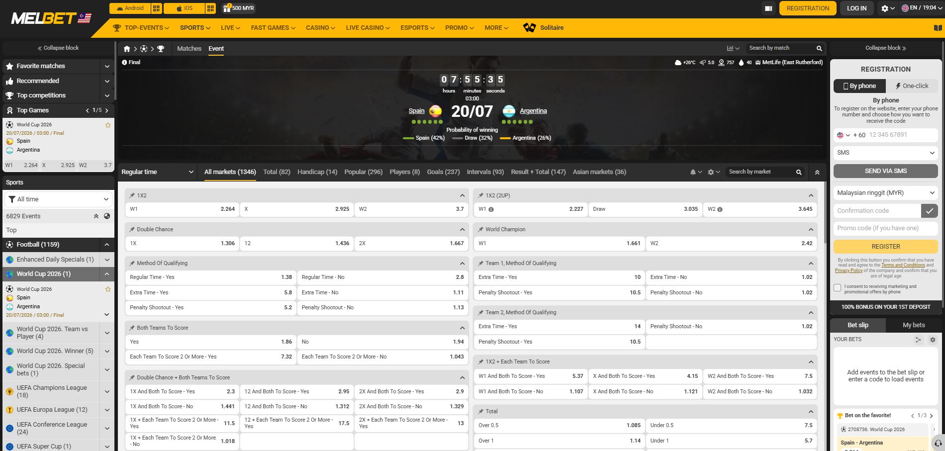melbet malaysia betting markets