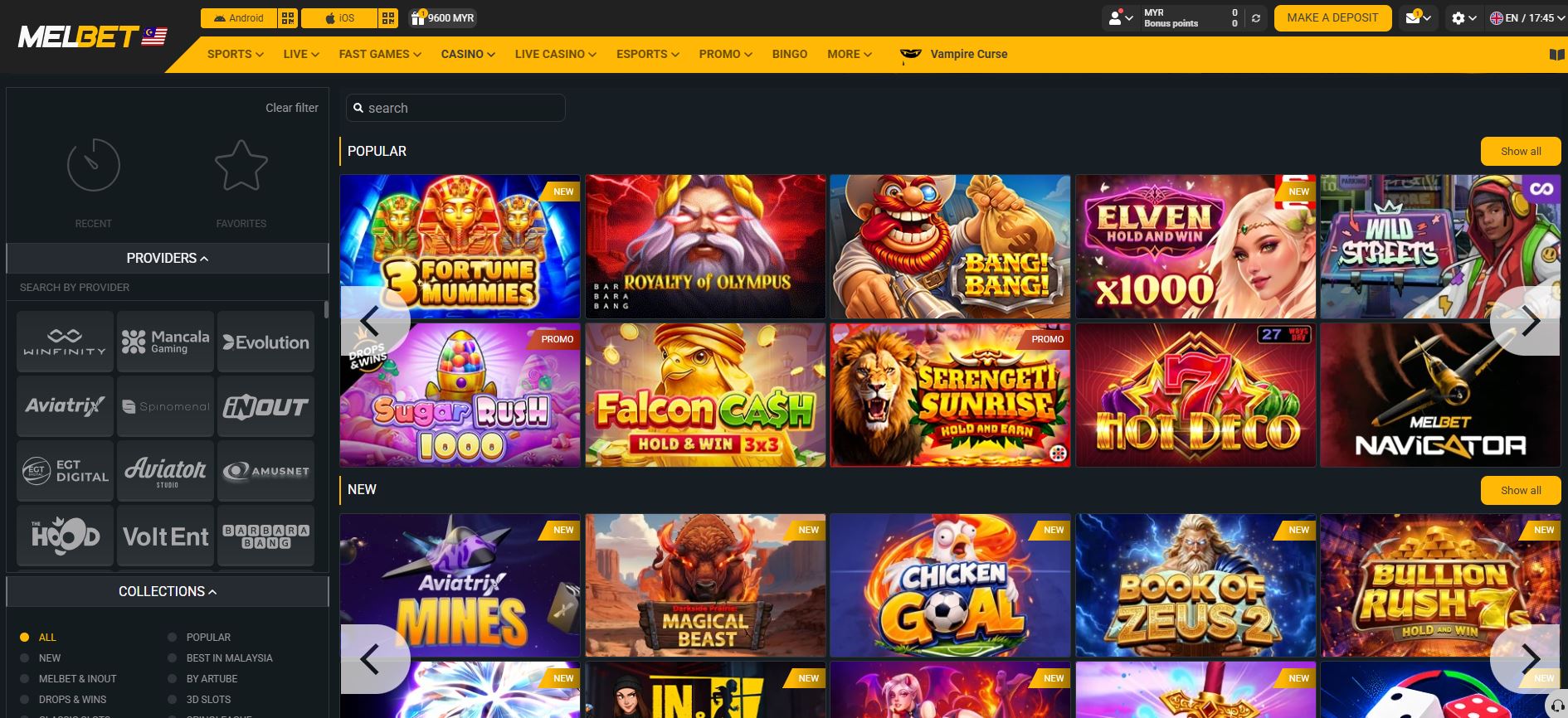 melbet casino games