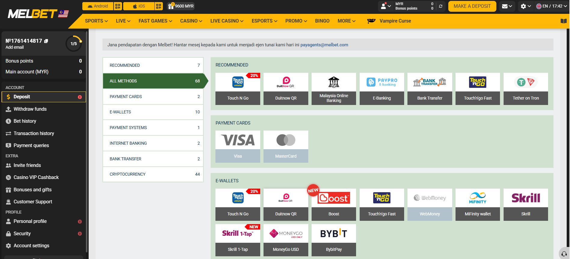 melbet recommended payment methods